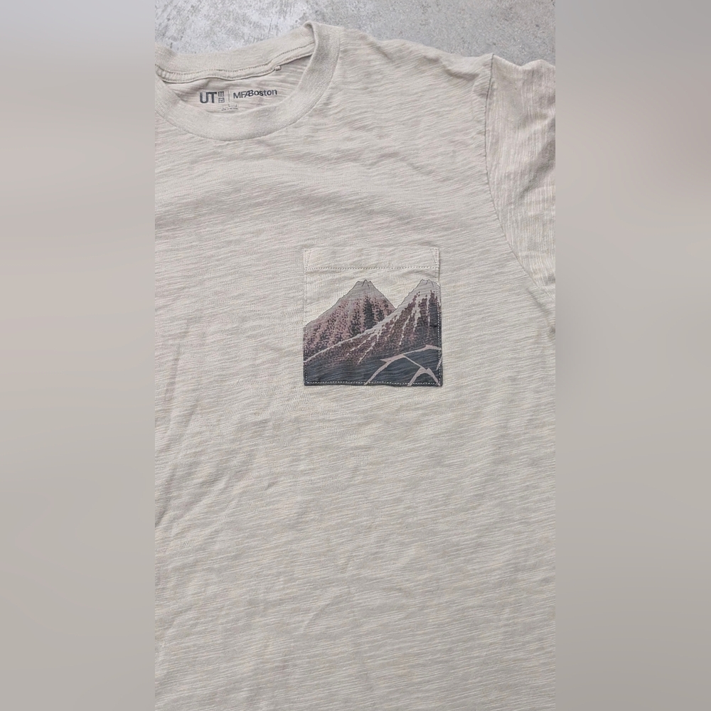 Uniqlo Beige Mountain Graphic Tee, Large